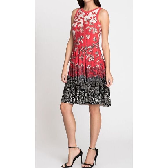 NIC+ZOE Terrace Twirl Sleeveless A-Line Knit Jersey Dress Midi Crew Neck Sz 1X - Picture 1 of 8